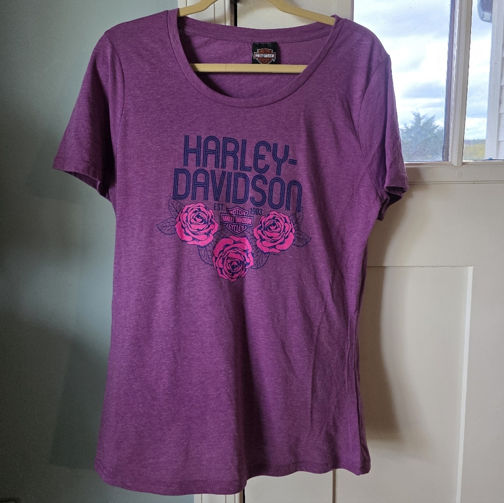 Harley-Davidson Women's Purple Rose Graphic Tee 2xl